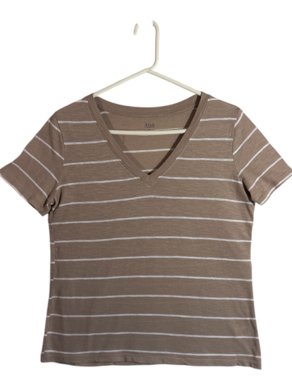 A.N.A. Beige Striped Tee-Size M